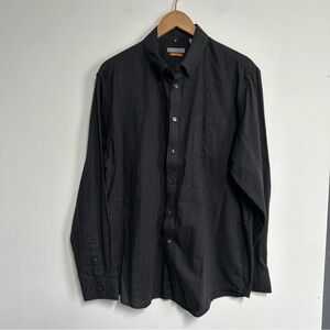 Van Heusen Traveler‎ Button Up Shirt Men's Large 16-16.5 Black Striped